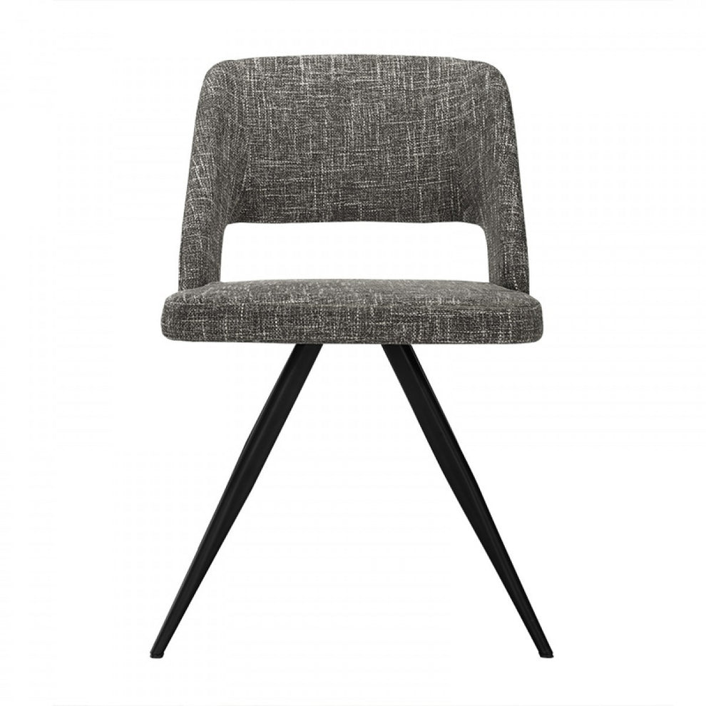 Set Of 2 Modern Grey Fabric Dining Chair With Sleek Black Legs By Homeroots | Dining Chairs | Modishstore - 2