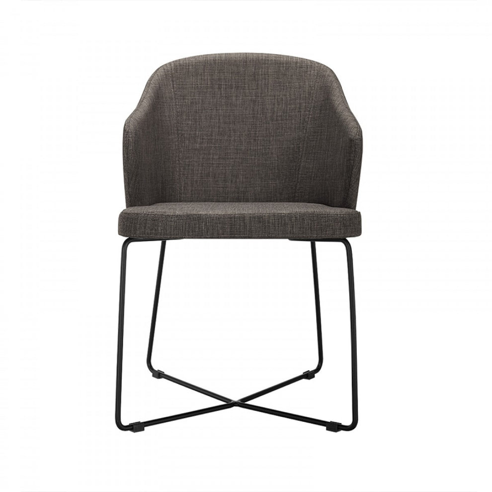 Set Of 2 Modern Grey Fabric Black Coated Metal Dining Chairs By Homeroots | Dining Chairs | Modishstore - 2
