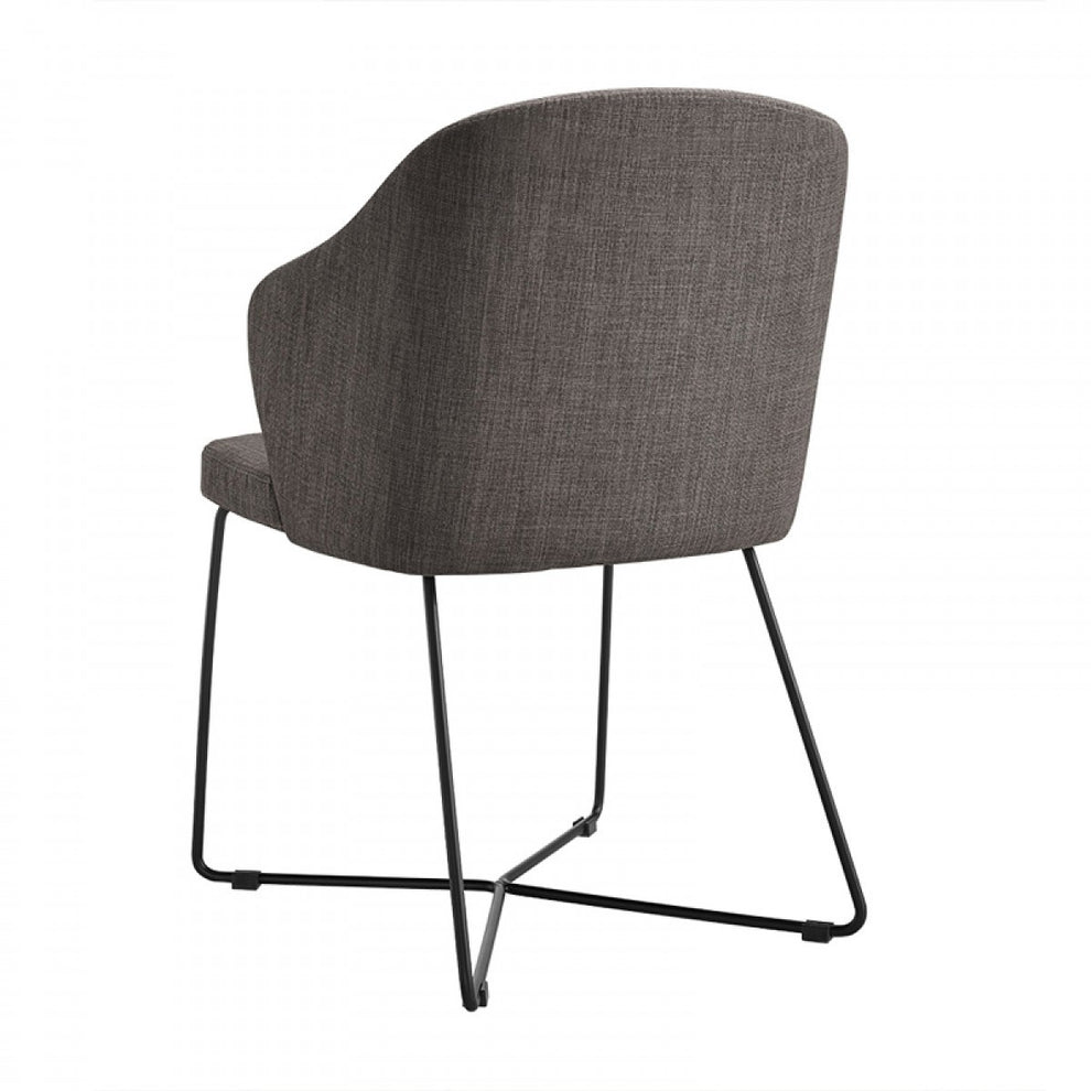 Set Of 2 Modern Grey Fabric Black Coated Metal Dining Chairs By Homeroots | Dining Chairs | Modishstore - 3