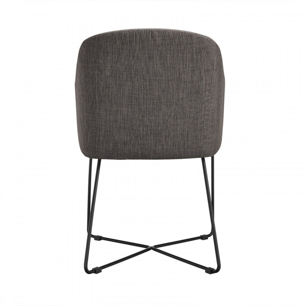 Set Of 2 Modern Grey Fabric Black Coated Metal Dining Chairs By Homeroots | Dining Chairs | Modishstore - 4