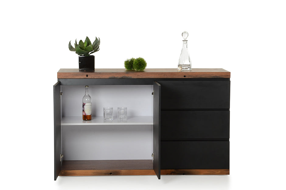 34' Black Mdf And Ship Wood Buffet By Homeroots | Sideboards | Modishstore - 4