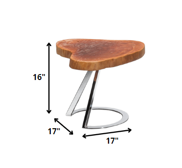 16' Live Edge Wood and Steel End Table By Homeroots | End Tables | Modishstore - 2