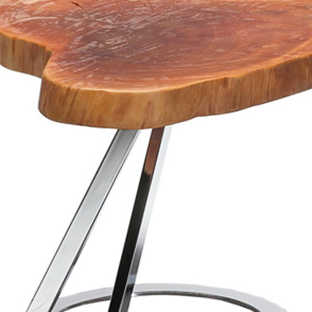16' Live Edge Wood and Steel End Table By Homeroots | End Tables | Modishstore - 5