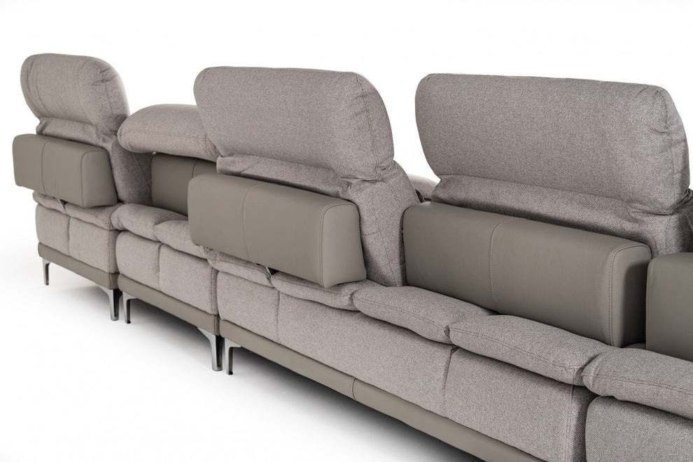 39' Grey Fabric Foam Wood and Stainless Steel Sectional Sofa By Homeroots | Sofa Set | Modishstore - 2
