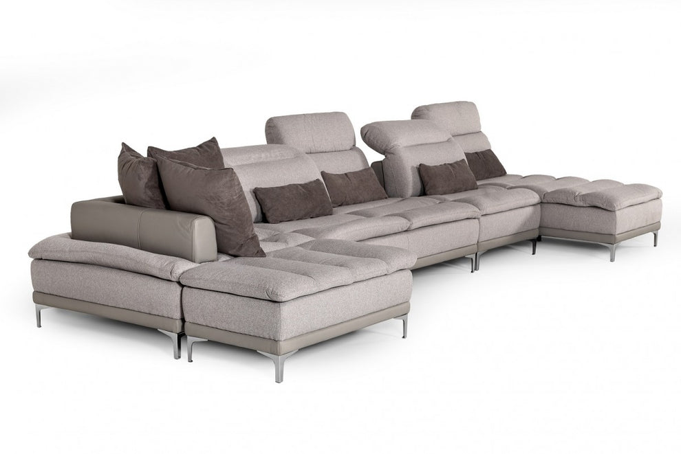 39' Grey Fabric Foam Wood and Stainless Steel Sectional Sofa By Homeroots | Sofa Set | Modishstore - 3