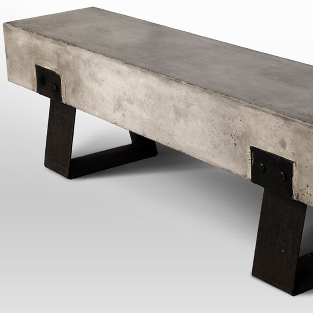 18' Concrete and Metal Bench By Homeroots | Benches | Modishstore - 4