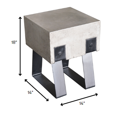 Modern Concrete And Black Stool By Homeroots | Stools | Modishstore - 2