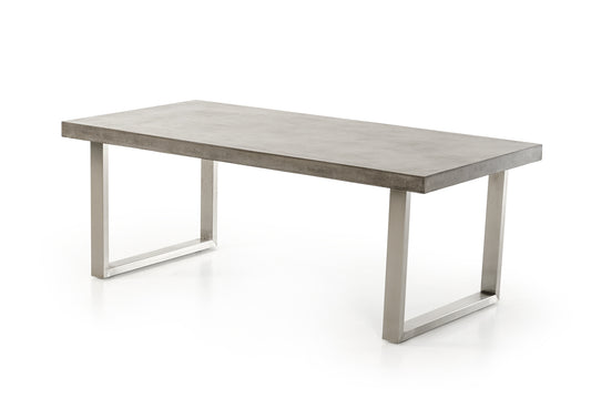 30' Concrete And Stainless Steel Dining Table By Homeroots - 283301 | Dining Tables | Modishstore
