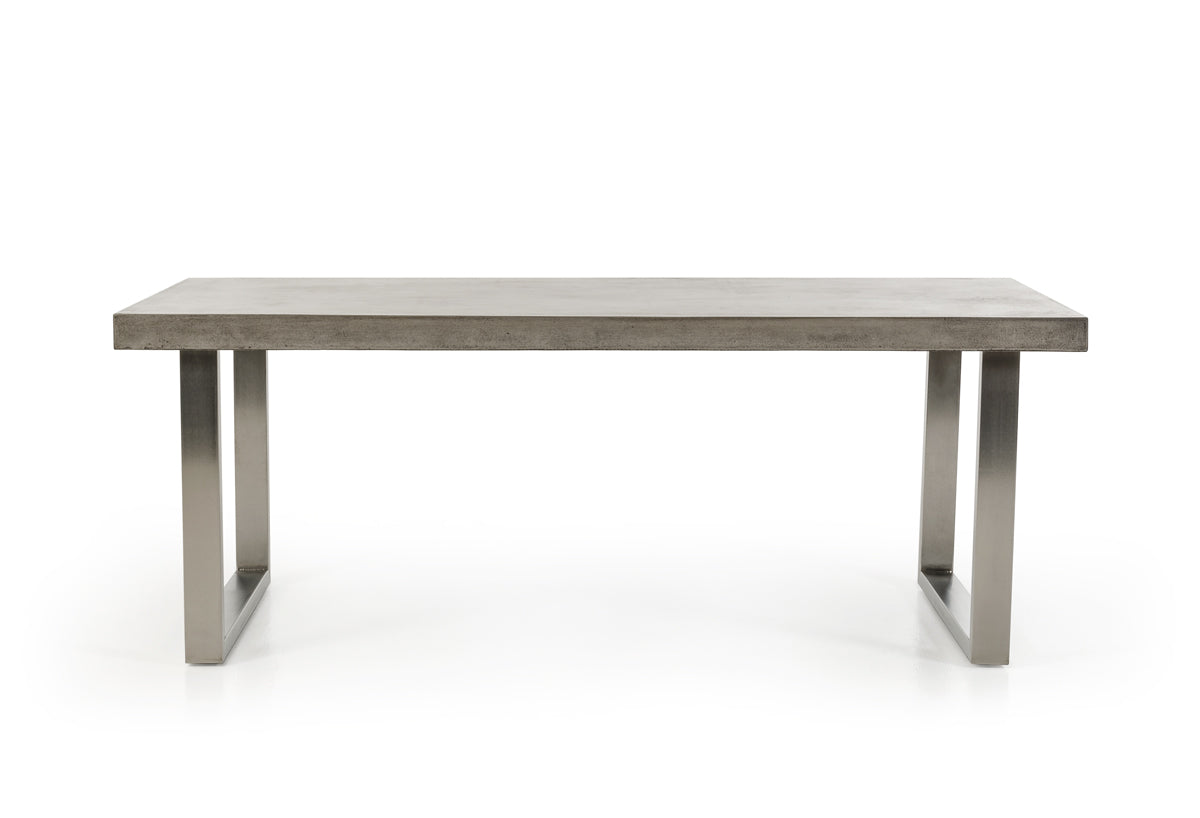 30' Concrete And Stainless Steel Dining Table By Homeroots - 283301 | Dining Tables | Modishstore - 2