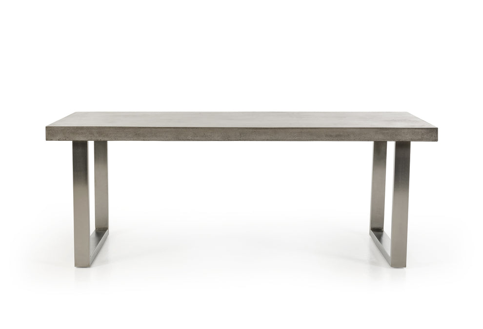 30' Concrete And Stainless Steel Dining Table By Homeroots - 283301 | Dining Tables | Modishstore - 2