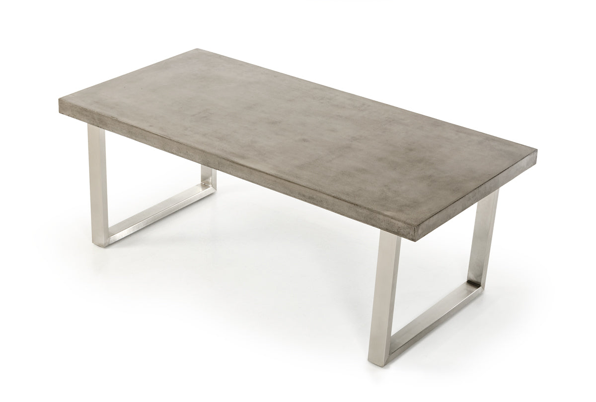 30' Concrete And Stainless Steel Dining Table By Homeroots - 283301 | Dining Tables | Modishstore - 3