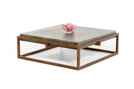 15' Concrete and Metal Coffee Table By Homeroots | Coffee Tables | Modishstore
