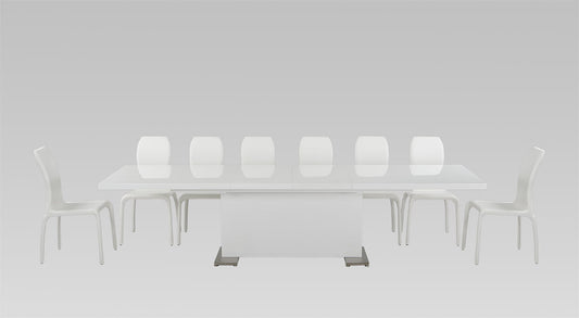 30' White Mdf And Steel Dining Table By Homeroots - 283320 | Dining Tables | Modishstore