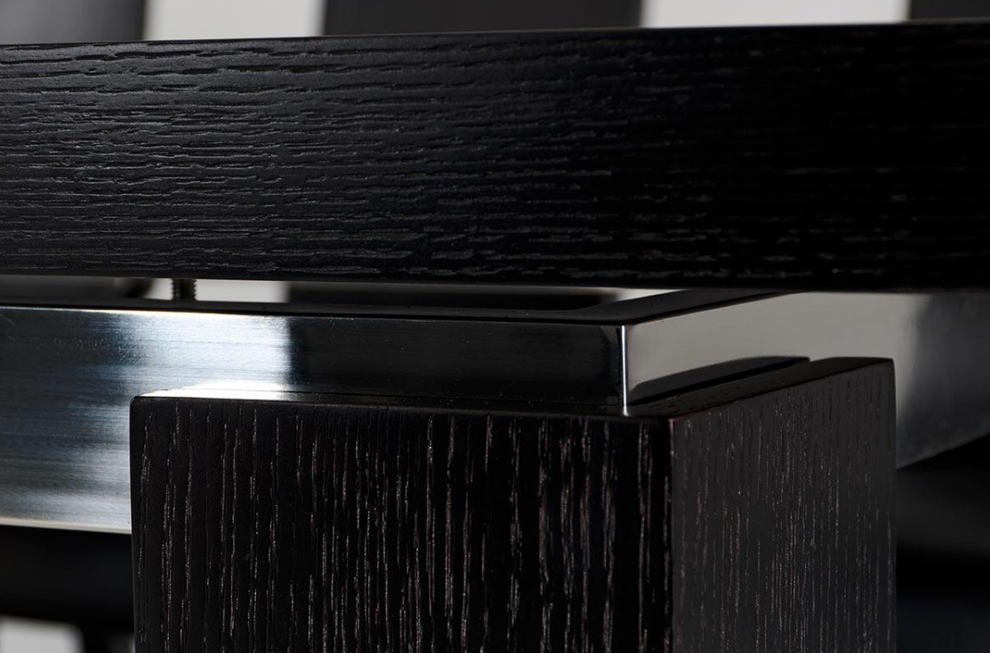 Modern Black Oak Finish Extendable Dining Table By Homeroots | Dining Tables | Modishstore - 3