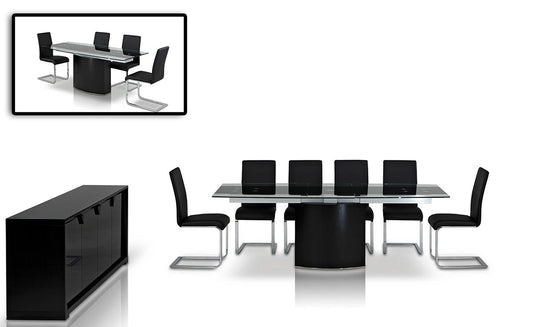 30' Mdf Steel And Glass Dining Table By Homeroots | Dining Tables | Modishstore