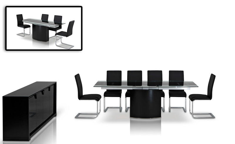 30' Mdf Steel And Glass Dining Table By Homeroots | Dining Tables | Modishstore