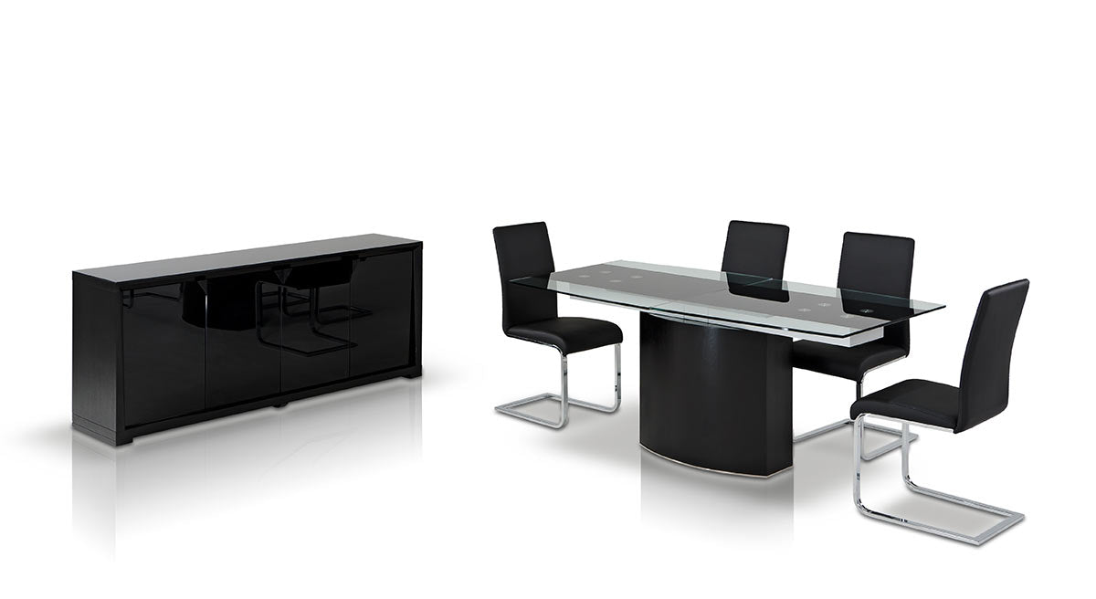 30' Mdf Steel And Glass Dining Table By Homeroots | Dining Tables | Modishstore - 2