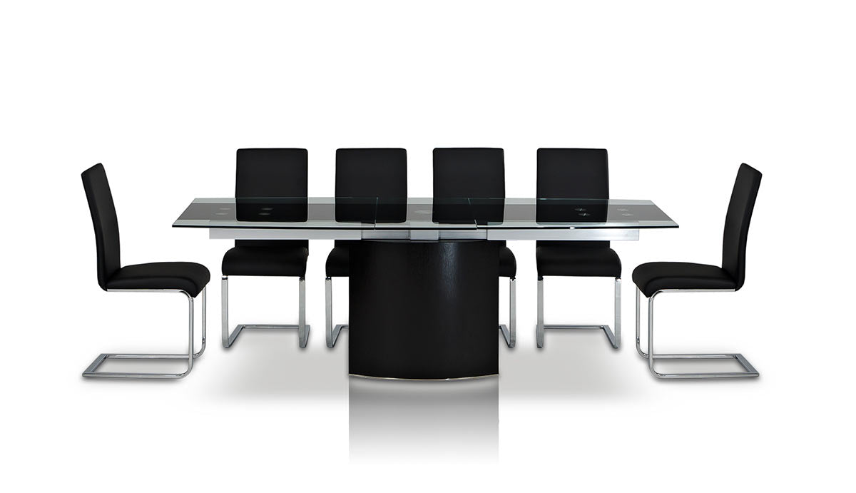 30' Mdf Steel And Glass Dining Table By Homeroots | Dining Tables | Modishstore - 3