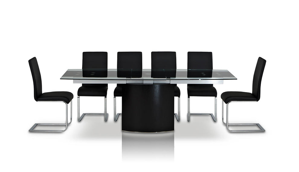 30' Mdf Steel And Glass Dining Table By Homeroots | Dining Tables | Modishstore - 3