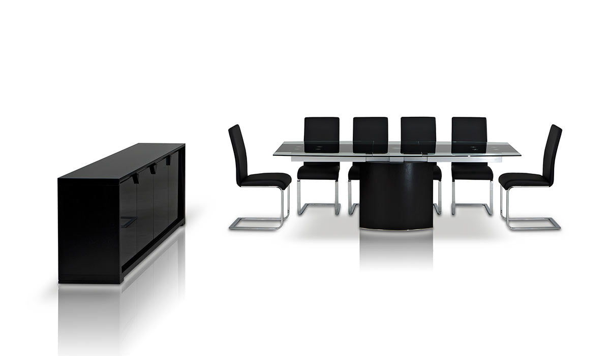 30' Mdf Steel And Glass Dining Table By Homeroots | Dining Tables | Modishstore - 4