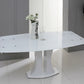 30' White Glass Mdf And Steel Extendable Dining Table By Homeroots | Dining Tables | Modishstore