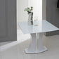 30' White Glass Mdf And Steel Extendable Dining Table By Homeroots | Dining Tables | Modishstore - 3