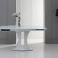 30' White Glass Mdf And Steel Extendable Dining Table By Homeroots | Dining Tables | Modishstore - 5