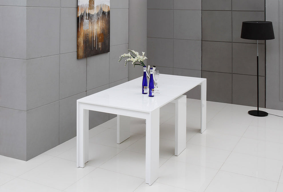 30" White Mdf Extendable Dining Table By Homeroots | Dining Tables | Modishstore - 4