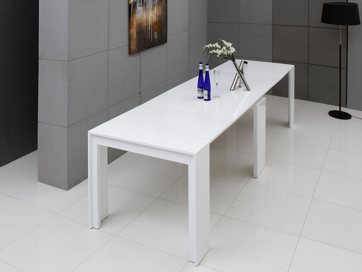 30" White Mdf Extendable Dining Table By Homeroots | Dining Tables | Modishstore - 5