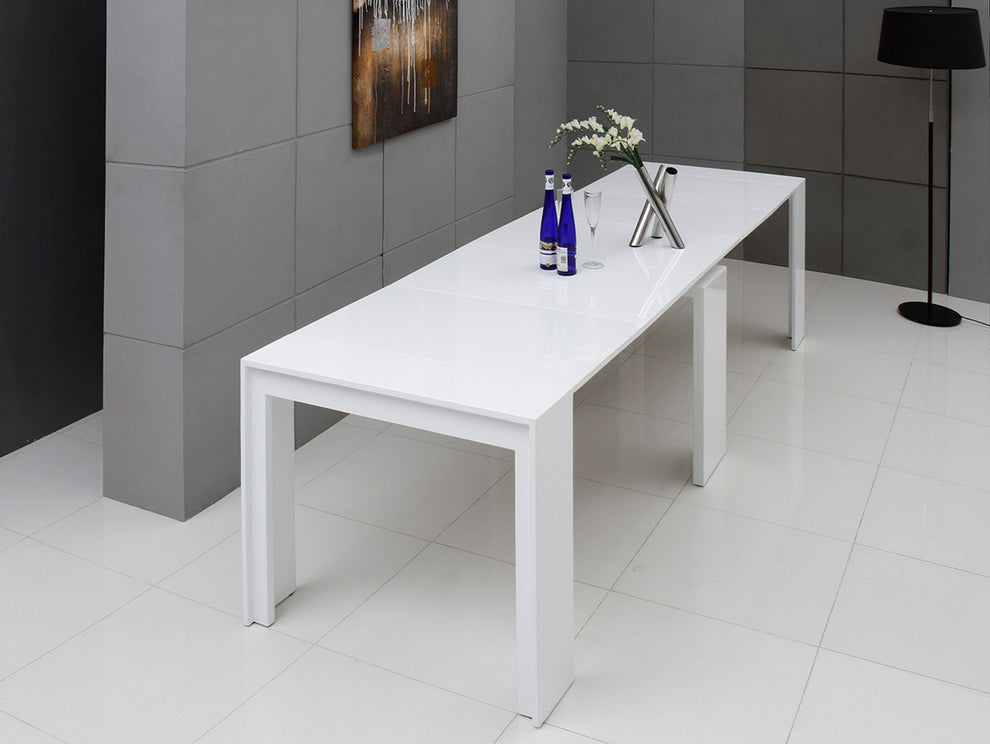 30" White Mdf Extendable Dining Table By Homeroots | Dining Tables | Modishstore - 5