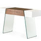 29' White and Walnut Veneer MDF and Glass Floating Console Table By Homeroots | Console Tables | Modishstore
