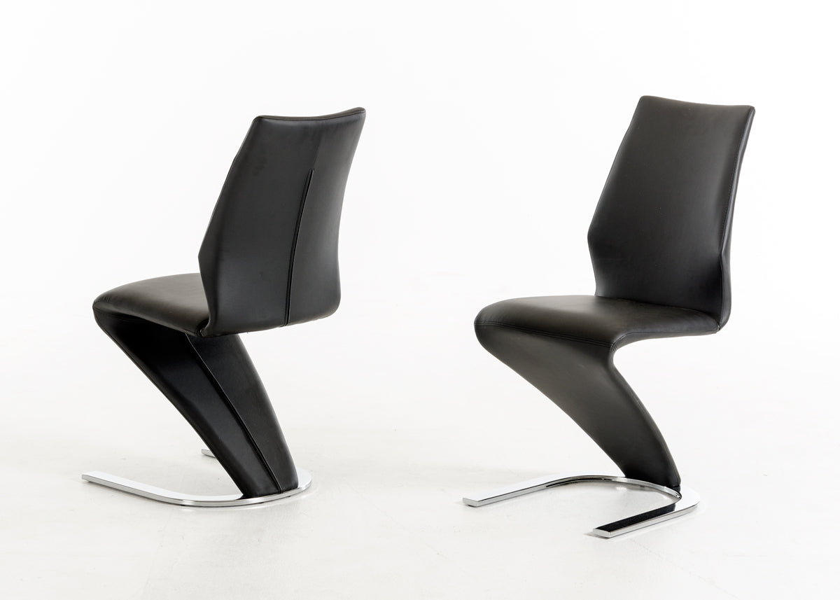Two 37' Black Leatherette And Steel Dining Chairs By Homeroots | Dining Chairs | Modishstore