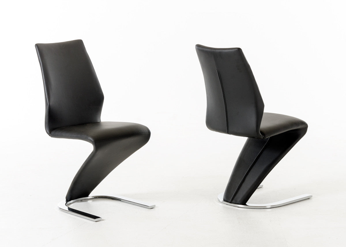 Two 37' Black Leatherette And Steel Dining Chairs By Homeroots | Dining Chairs | Modishstore - 3