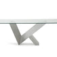 Modern Glass & Stainless Steel Dining Table By Homeroots | Dining Tables | Modishstore