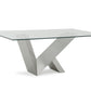 Modern Glass & Stainless Steel Dining Table By Homeroots | Dining Tables | Modishstore - 2