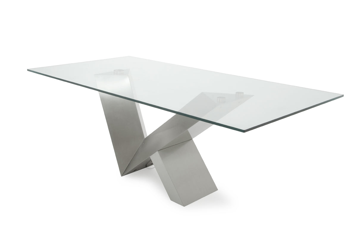 Modern Glass & Stainless Steel Dining Table By Homeroots | Dining Tables | Modishstore - 3