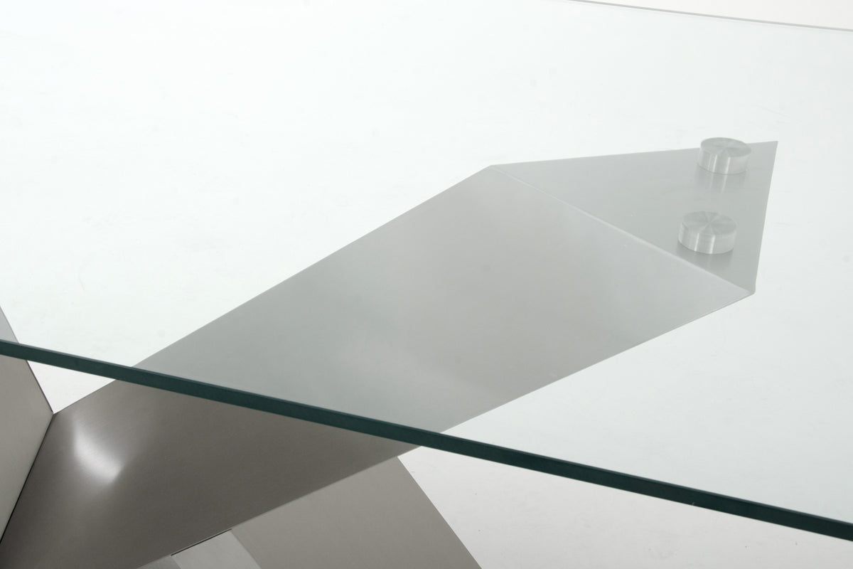 Modern Glass & Stainless Steel Dining Table By Homeroots | Dining Tables | Modishstore - 4