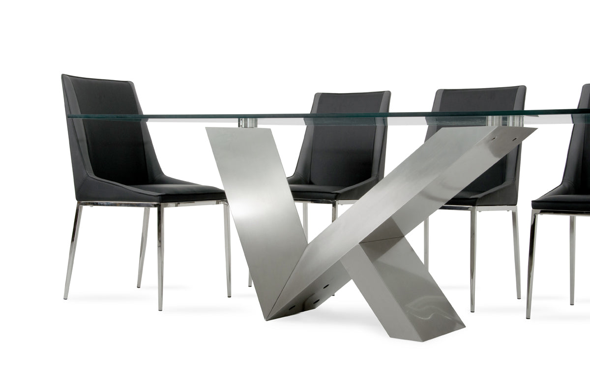 Modern Glass & Stainless Steel Dining Table By Homeroots | Dining Tables | Modishstore - 5