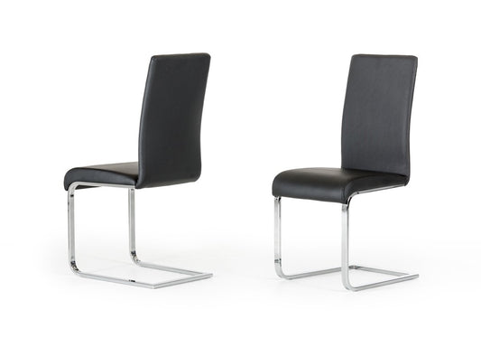 Two 38' Black Leatherette And Metal Dining Chairs By Homeroots | Dining Chairs | Modishstore