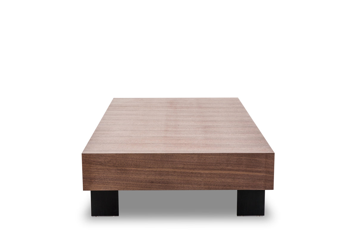 13' Walnut Veneer and Aluminum Coffee Table By Homeroots | Coffee Tables | Modishstore - 3