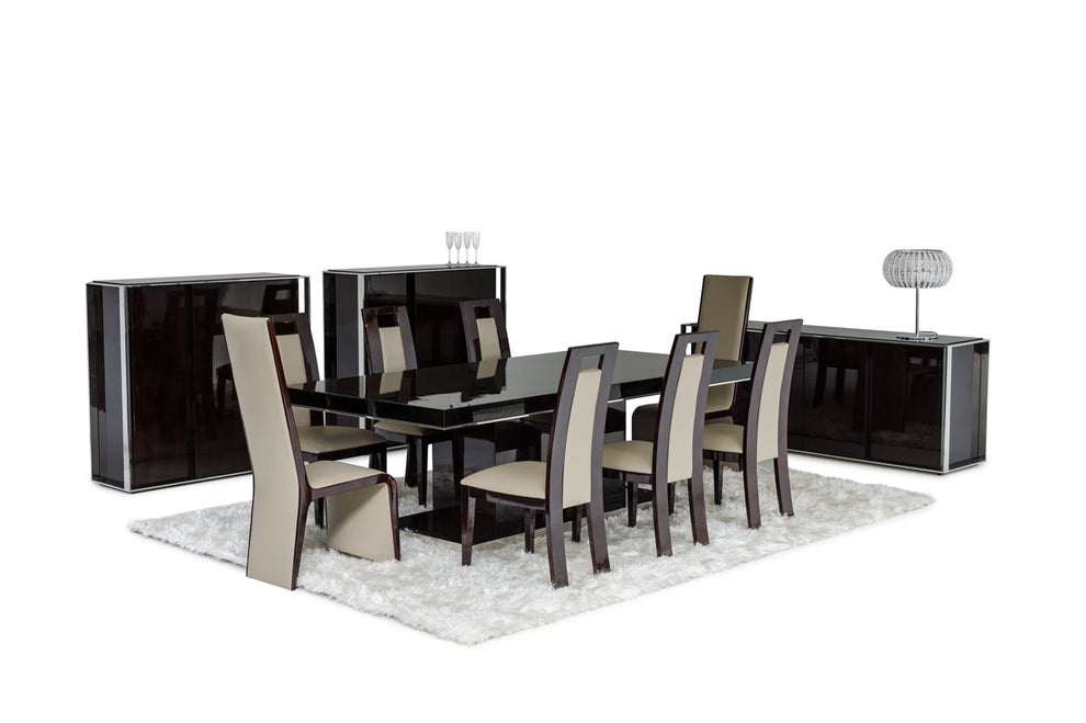 31' Ebony Lacquer Mdf Glass And Steel Buffet By Homeroots | Sideboards | Modishstore - 2