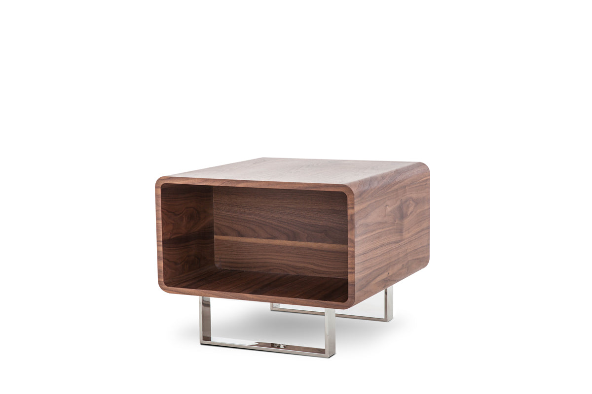 19' Walnut Veneer and Steel End Table By Homeroots | End Tables | Modishstore