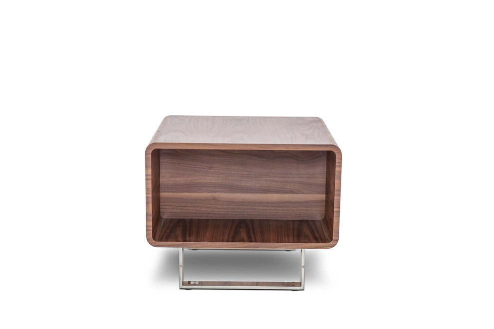 19' Walnut Veneer and Steel End Table By Homeroots | End Tables | Modishstore - 2