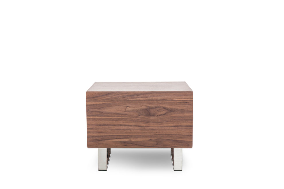 19' Walnut Veneer and Steel End Table By Homeroots | End Tables | Modishstore - 3