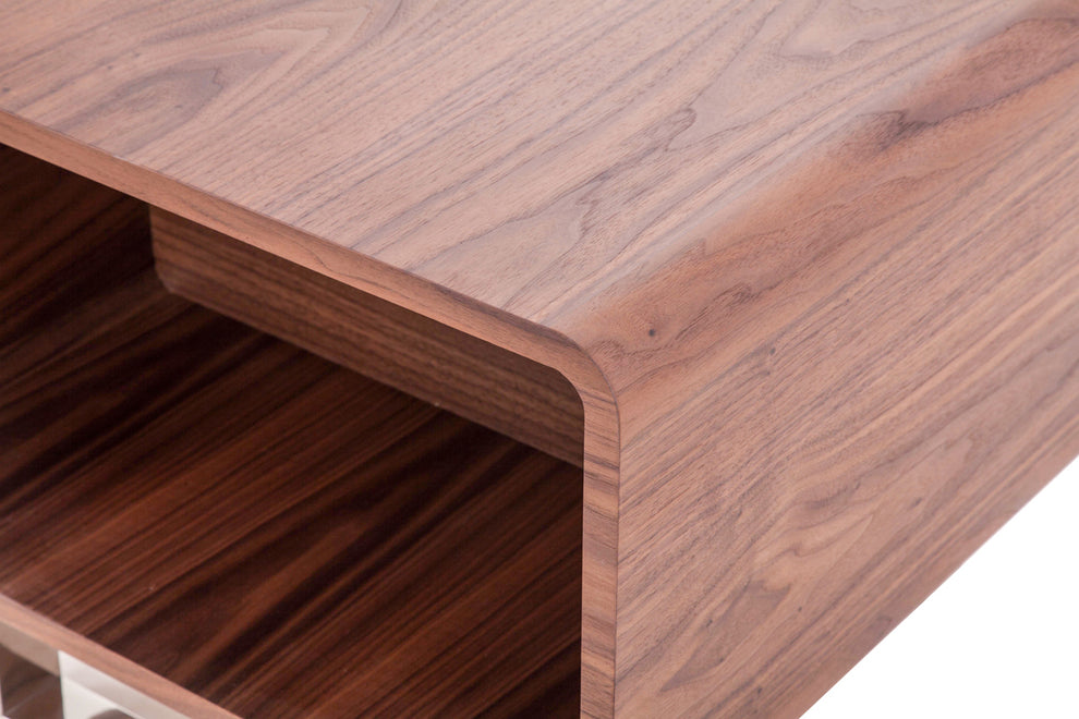 19' Walnut Veneer and Steel End Table By Homeroots | End Tables | Modishstore - 4