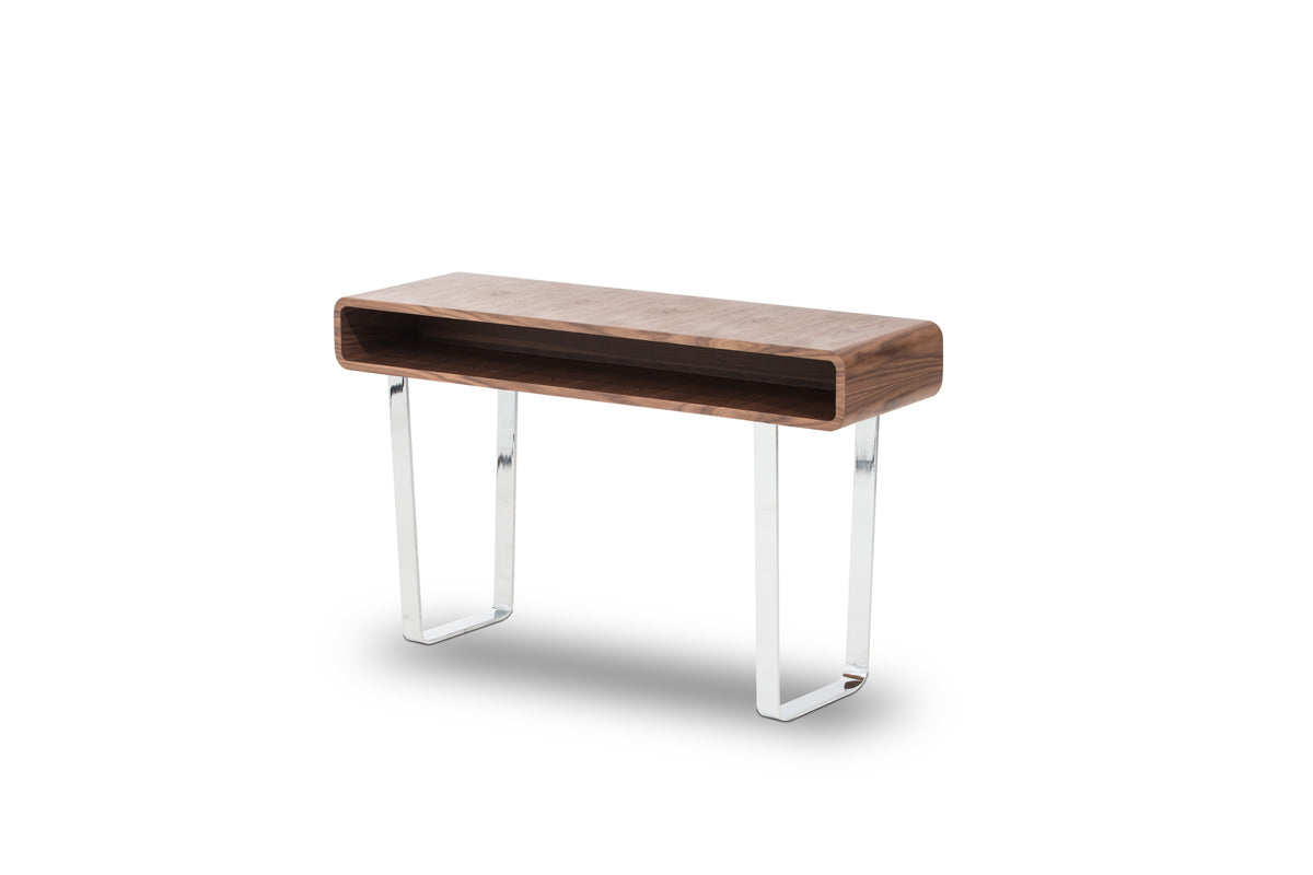 30' Walnut Veneer Steel and MDF Console Table By Homeroots | Console Tables | Modishstore