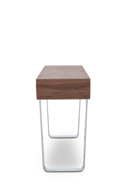 30' Walnut Veneer Steel and MDF Console Table By Homeroots | Console Tables | Modishstore - 3