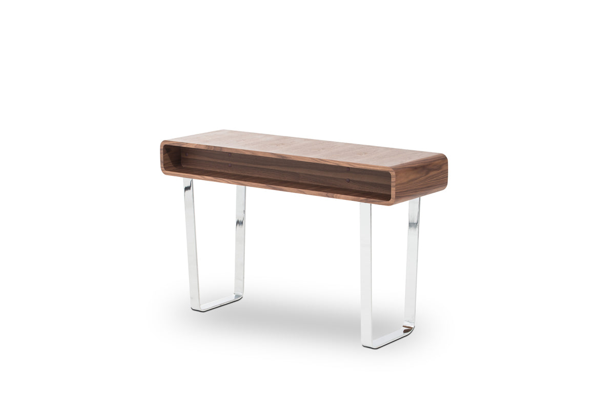 30' Walnut Veneer Steel and MDF Console Table By Homeroots | Console Tables | Modishstore - 4
