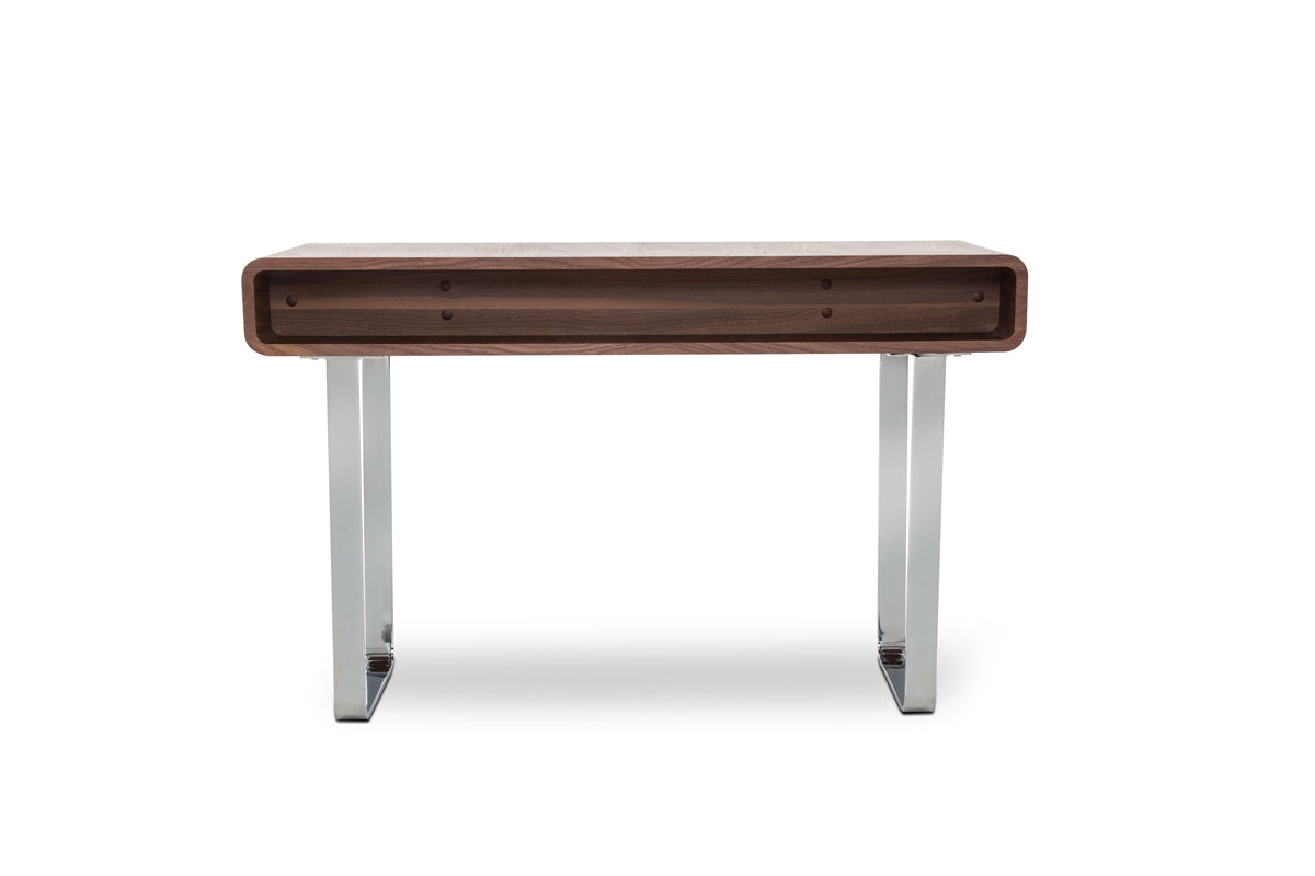 30' Walnut Veneer Steel and MDF Console Table By Homeroots | Console Tables | Modishstore - 5
