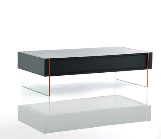 15' Black MDF and Glass Floating Coffee Table By Homeroots | Coffee Tables | Modishstore
